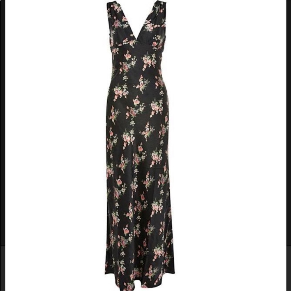 Topshop Black Floral Maxi Dress